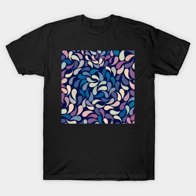 Petal Burst - Rotating Blue, Cream, Pink, Purple T-Shirt by aklara